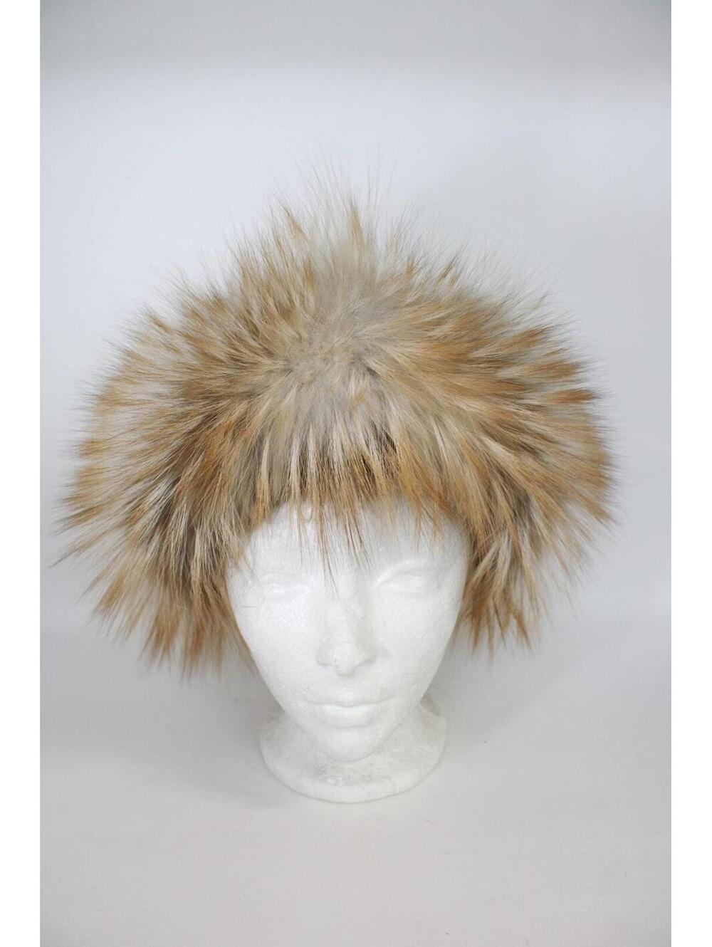 Brand New Natural Ranch Gold Fox Fur Headband Hat Women Woman Size 23" Long